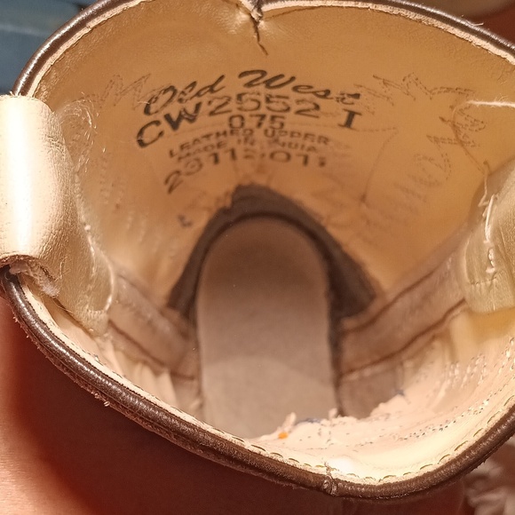 Old West Kids' Cowboy Boots - Brown and Cream Toddler Size 075 - Picture 6 of 9